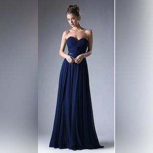 Cinderella Divine CD7455 Strapless Chiffon Empire Waist (Navy Blue)